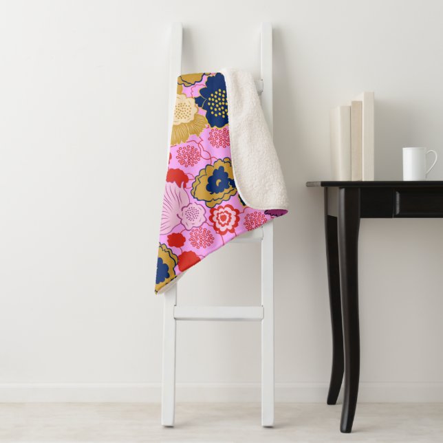 Couverture Sherpa Fleurs de printemps (En situation)