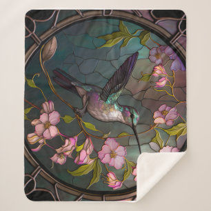 Couverture Sherpa Fleurs de printemps Motifs en verre lisse