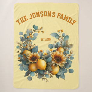Couverture Sherpa Fleurs de soleil et citrons d'automne Décor famili