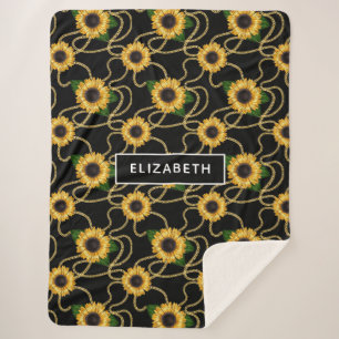Couverture Sherpa Fleurs de soleil jaunes élégantes Motif élégant su