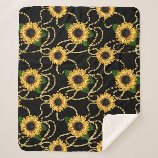 Couverture Sherpa Fleurs de soleil jaunes élégantes Motif élégant su (Devant)