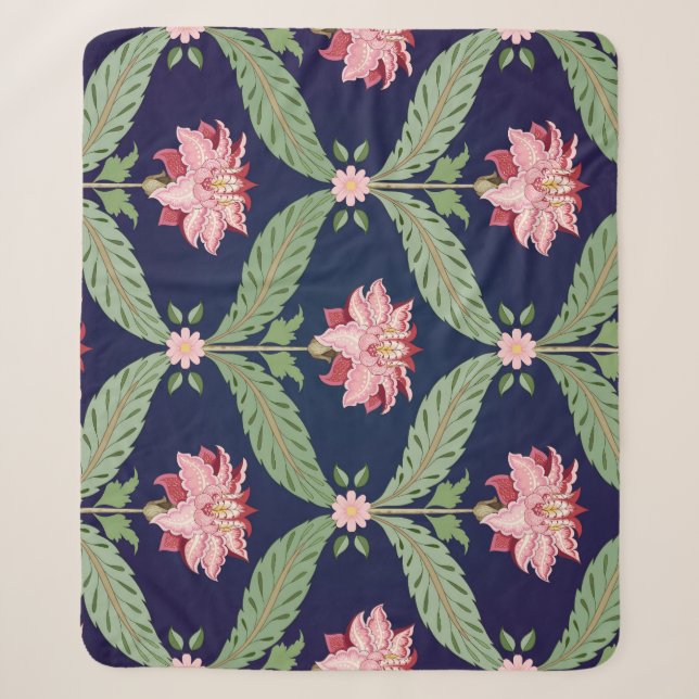 Couverture Sherpa Fleurs d'Imaginaire : Motifs indiens foncés (Devant)