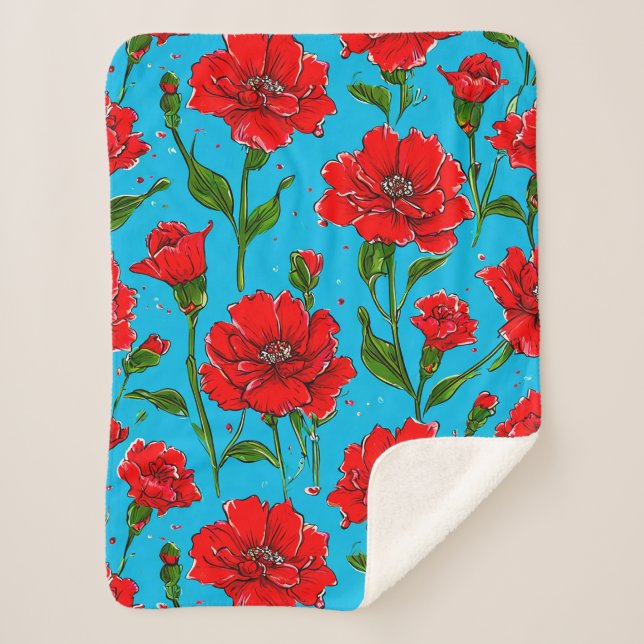 Couverture Sherpa fleurs d'oeillet (Devant)