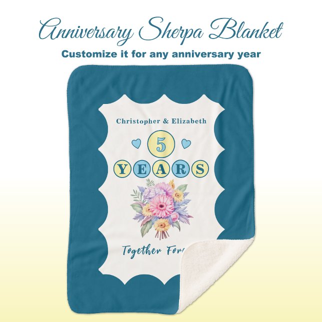 Couverture Sherpa Fleurs du 5ème anniversaire toujours bleu (Créateur téléchargé)
