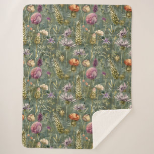 Couverture Sherpa Fleurs écossaises