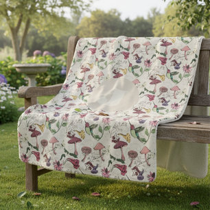 Couverture Sherpa Fleurs et feuilles de colibri en ivoire moderne