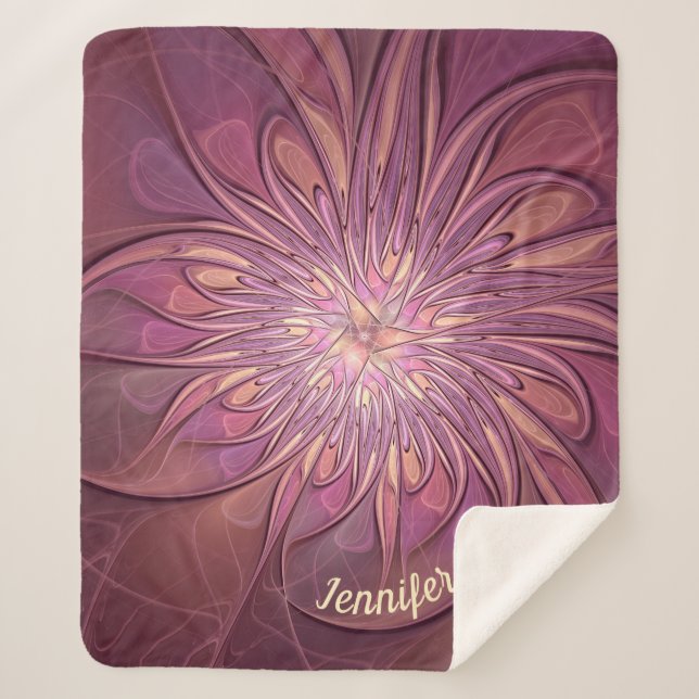 Couverture Sherpa Fleurs fractales modernes abstraites Couleurs de b (Devant)