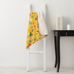 Couverture Sherpa Fleurs jaunes et roses blanches 10