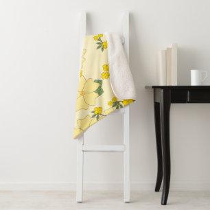 Couverture Sherpa Fleurs Jaunes, Motif Floral, Motif De Fleurs