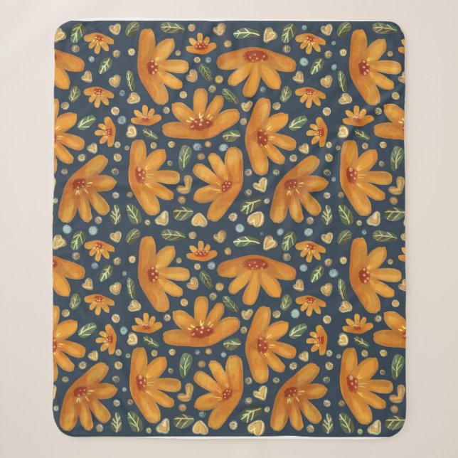 Couverture Sherpa Fleurs Luxe Jaunes (Devant)