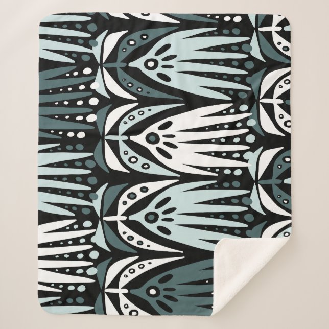 Couverture Sherpa Fleurs marines : Vintage moderne Abstrait. (Devant)