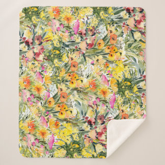 Couverture Sherpa Fleurs Minuscules Champ : Aquarelle Lumineuse.