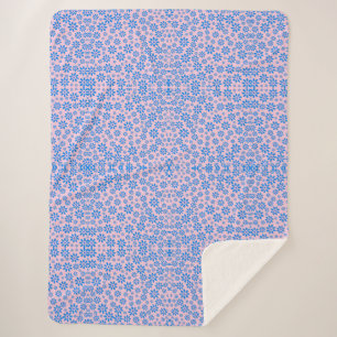 Couverture Sherpa Fleurs minuscules Motif.Bleu 02.b Rose BG