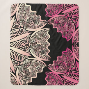 Couverture Sherpa Fleurs motif de la nature, illustration vintage.