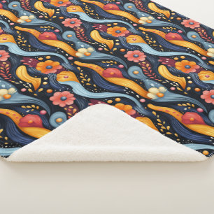 Couverture Sherpa Fleurs orange vives et colorées Abstraites