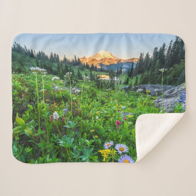Couverture Sherpa Fleurs | Parc national du Mont Rainier (Devant (Horizontal))