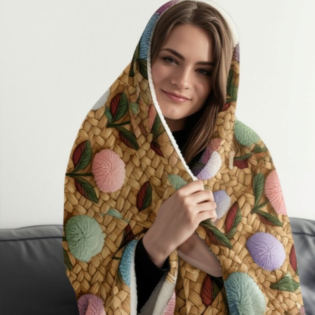 Couverture Sherpa Fleurs Pom-Pom Douces avec une touche de fantaisie (Créateur téléchargé)