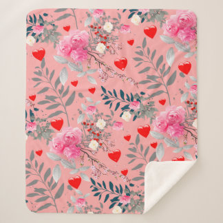 Couverture Sherpa Fleurs roses