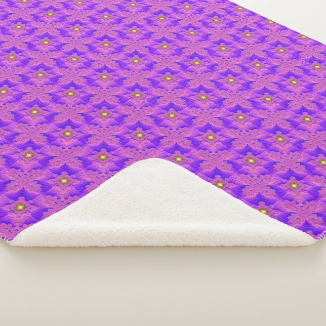 Couverture Sherpa Fleurs roses bleues en 3D, Artdeco (3/4)