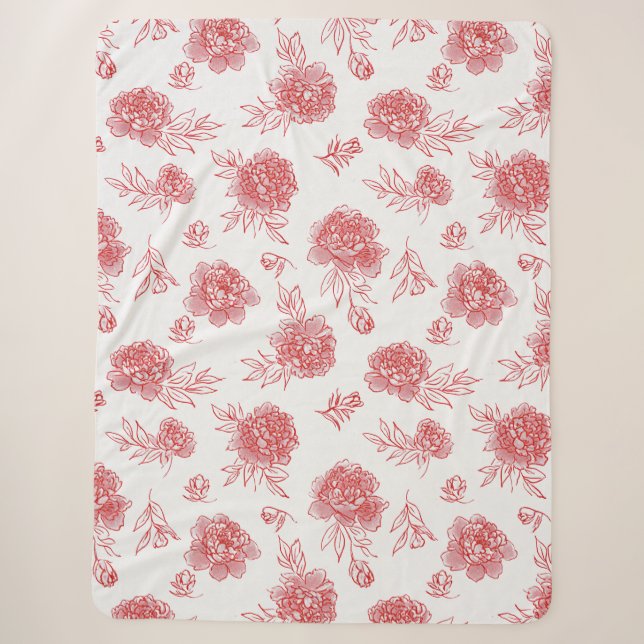Couverture Sherpa Fleurs Rouges Chic   (Devant)