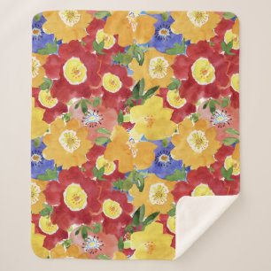 Couverture Sherpa Fleurs sauvages : Floral répété sans joint