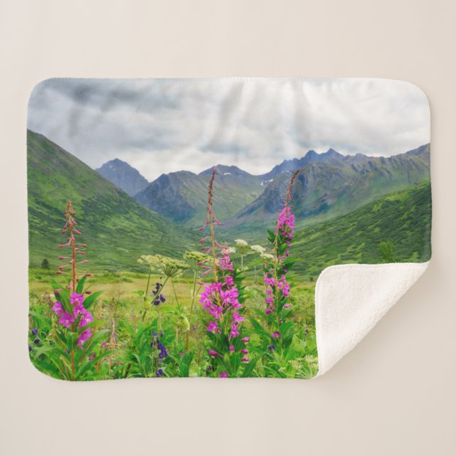 Couverture Sherpa Fleurs sauvages Vallée d'Alaska (Devant (Horizontal))
