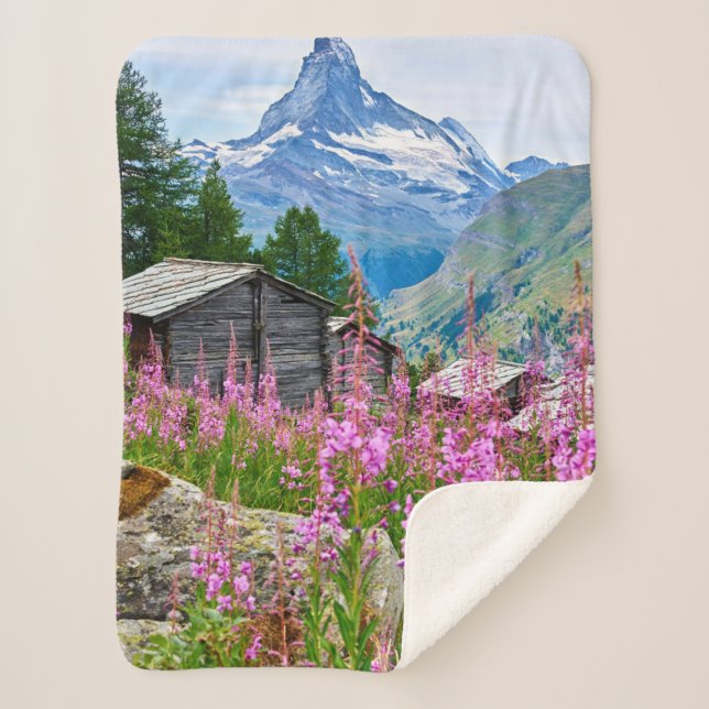 Couverture Sherpa Fleurs | Summer Matterhorn Suisse (Devant)