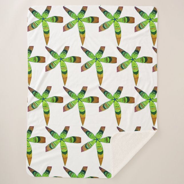 Couverture Sherpa fleurs tropicales (Devant)