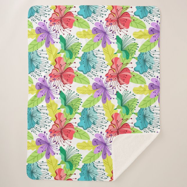 Couverture Sherpa Fleurs tropicales sans couture motif (Devant)