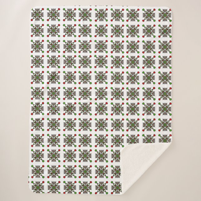 Couverture Sherpa Flocon de Noël Mandala (Devant)