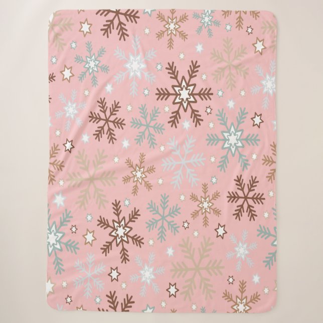 Couverture Sherpa Flocon rose Pinkie  (Devant)
