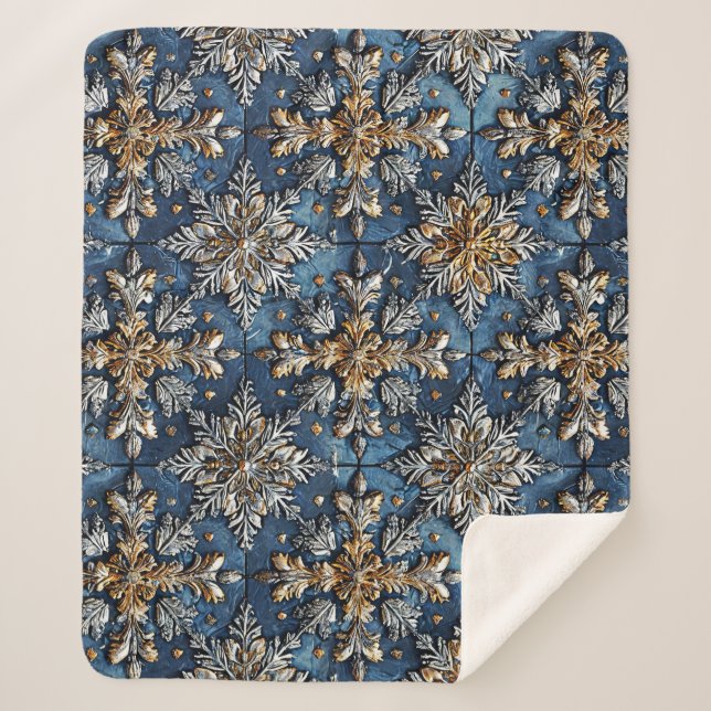 Couverture Sherpa flocons de neige 3d (Devant)