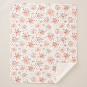 Couverture Sherpa Flocons de neige en or rose sur fond blanc
