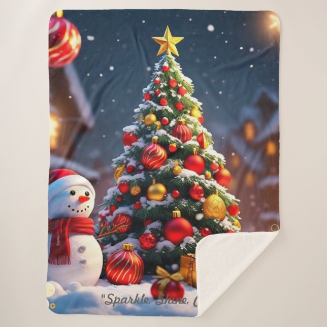 Couverture Sherpa "Flocons de neige scintillants tombent" (Devant)