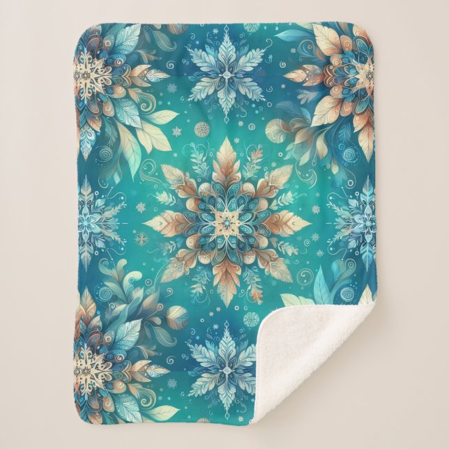 Couverture Sherpa Flocons d'hiver (Devant)