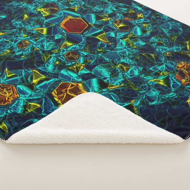 Couverture Sherpa Flor virtuel em azul gradiente, estilhaçada (3/4)