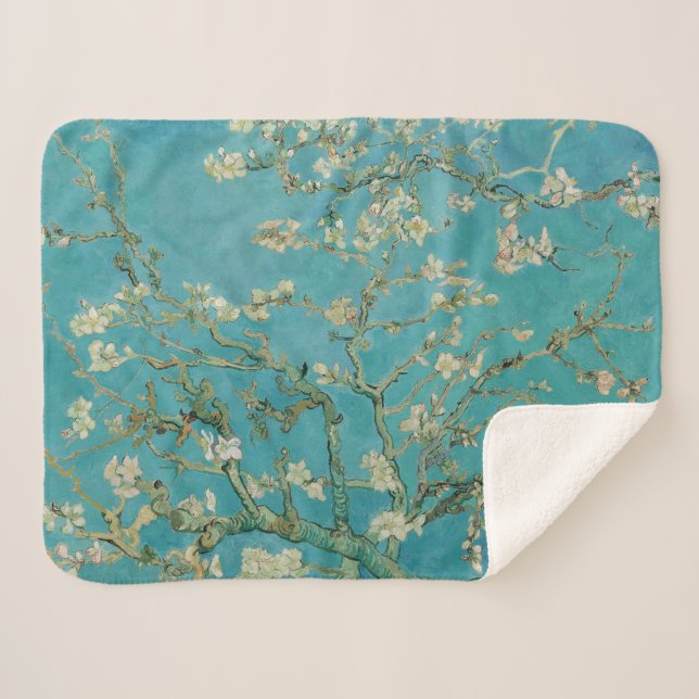 Couverture Sherpa Floraison d'amandier, Peinture à l'huile, Vincent  (Devant (Horizontal))