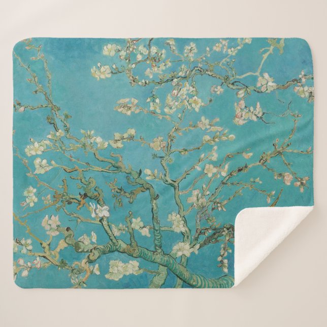 Couverture Sherpa Floraison d'amandier, Peinture à l'huile, Vincent  (Devant (Horizontal))