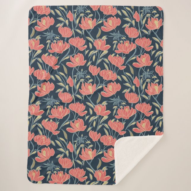 Couverture Sherpa Floral de Coral Breeze (Devant)