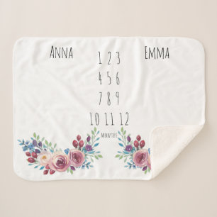 Couverture Sherpa Floral Girls Twin Milestone Blanket en polaire