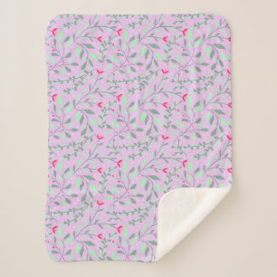 Couverture Sherpa Floral pattern.05.FR.pink et Lgreen LPink BG