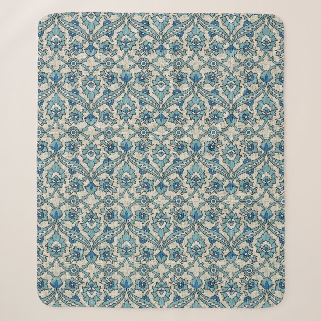 Couverture Sherpa Floral persan turquoise (Devant)