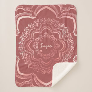 Couverture Sherpa Floral Pink Mandala on a Pink Background