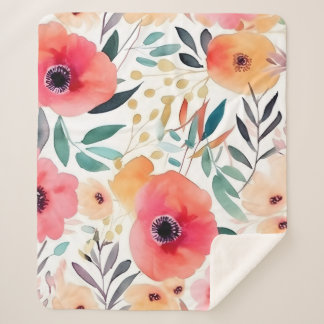 Couverture Sherpa Floral rose