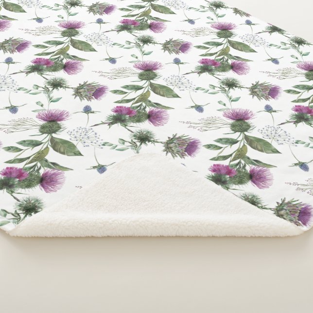 Couverture Sherpa Floral Scottish Thistle Motif (3/4)