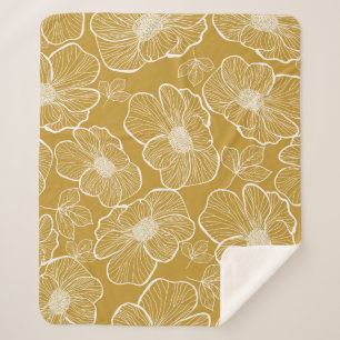 Couverture Sherpa Florale d'or monochrome : Abstrait sans fil