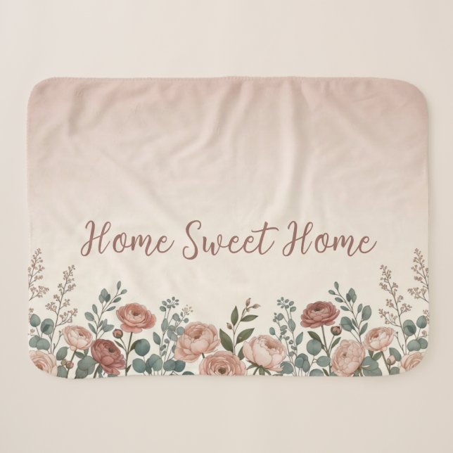 Couverture Sherpa Florale Home Sweet Home (Devant (Horizontal))