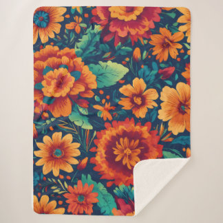 Couverture Sherpa Florale Vibrante - Grande