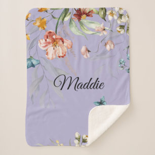 Couverture Sherpa Flore d'aquarelle des années 1600, poussette pour 