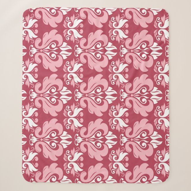 Couverture Sherpa Flore rouge : Beige pâle sans joint (Devant)